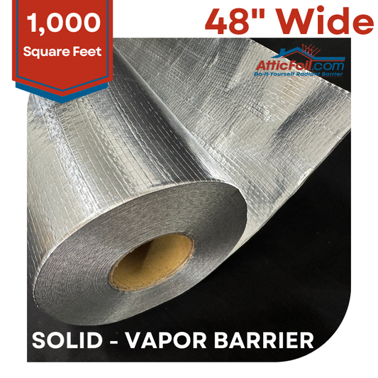 Vapor Barrier Radiant Barrier AtticFoil® Double-Sided Solid 48″ Wide - Not for Attic Use!