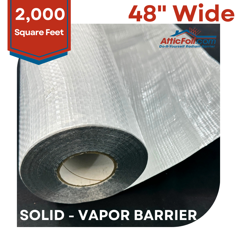 Solid Vapor Barrier Radiant Barrier Foil 48″ Wide - Not for Attic Use!
